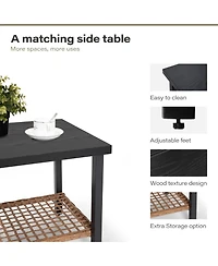 Decksplore 3 piece set of rotating rocking chair with flowers and rattan beige Bohemian Patio