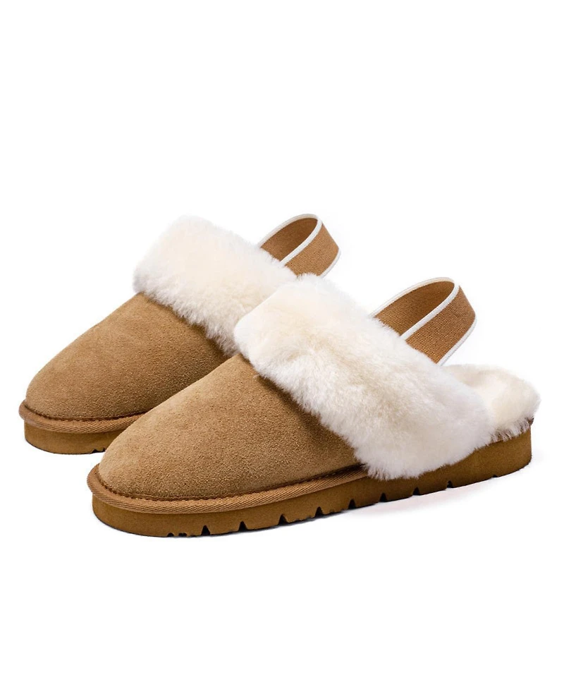 Pazstor Women's Shearling and Suede Clog Slippers Spring