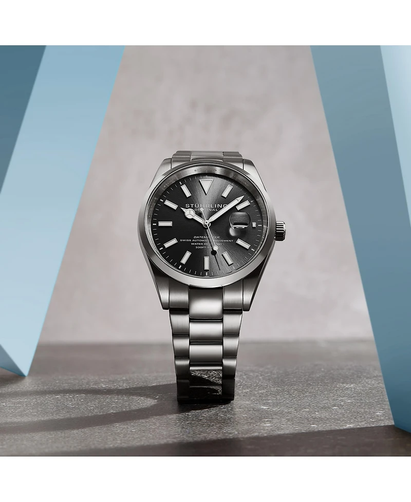 Stuhrling Datemaster Heritage 1025 Men s Swiss Automatic Watch, Stainless Steel Bracelet, 40mm