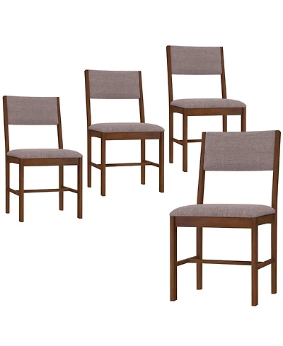Homcom Dining Chairs Set of 4, Linen Upholste Kitchen Chairs,