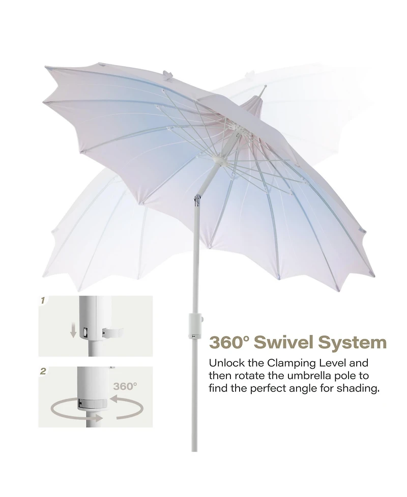 Decksplore 9 ft. Metal Outdoor Pagoda Market Patio Umbrella with Lights