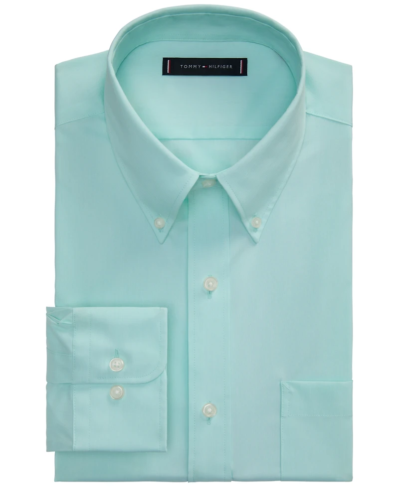 Tommy Hilfiger Men's Regular Fit Wrinkle Resistant Stretch Dress Shirt