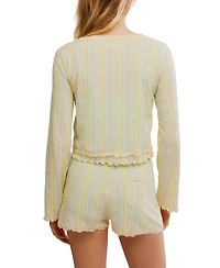 Free People Women's Spring Break Ruffle Trim Detail Top and Shorts, 2-Piece Set