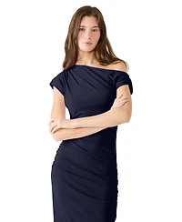 Steve Madden Women's Gracelyn Asymmetrical Shoulder Bodycon Midi Dress