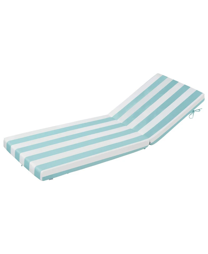 Mecale 80 x 26 x 4 in Chaise Lounge Cushion Set of 2, Waterproof Fade-Resistant Sun Lounger Cushions with Ties, Stripes