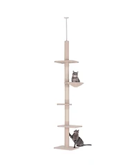 Zeus & Ruta Adjustable Height Floor-to-Ceiling Vertical Cat Tree Climbing Tower