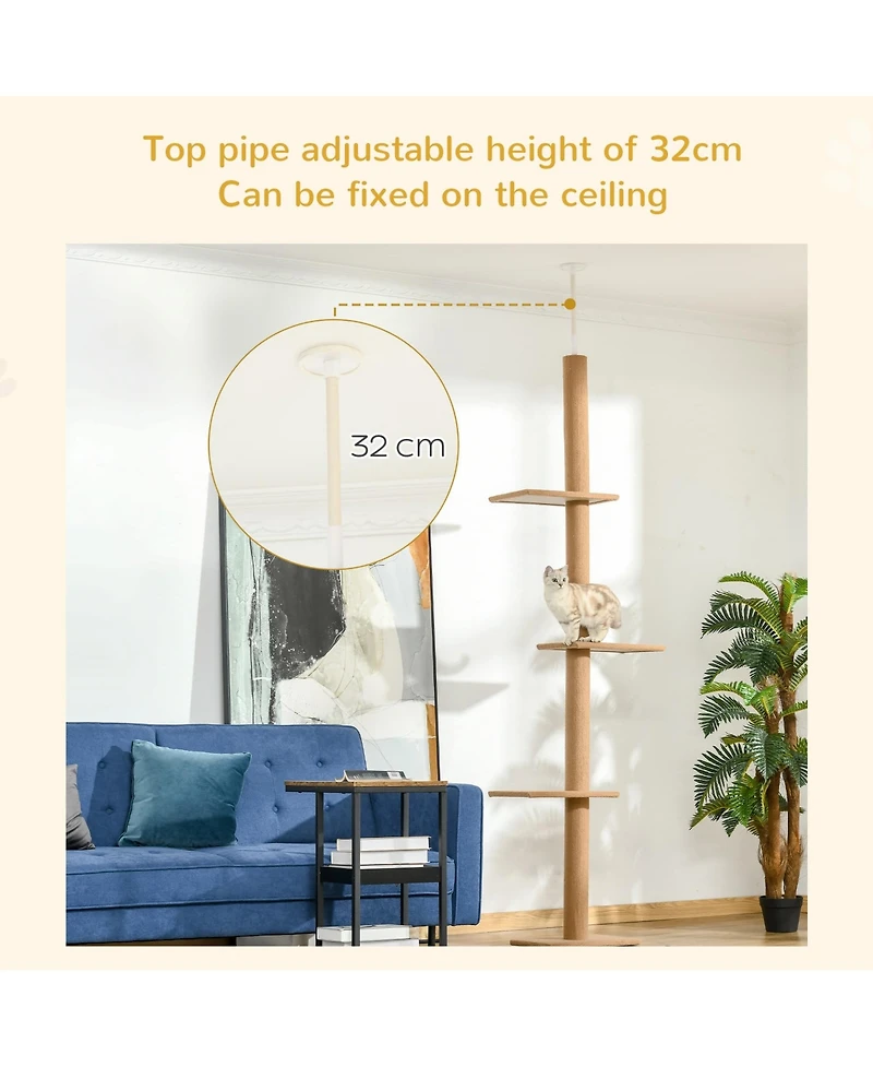 Zeus & Ruta Brown Floor-to-Ceiling Cat Tree with Sisal Scratching Posts