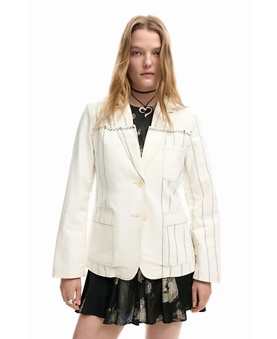 Desigual Women's Asymmetric striped blazer
