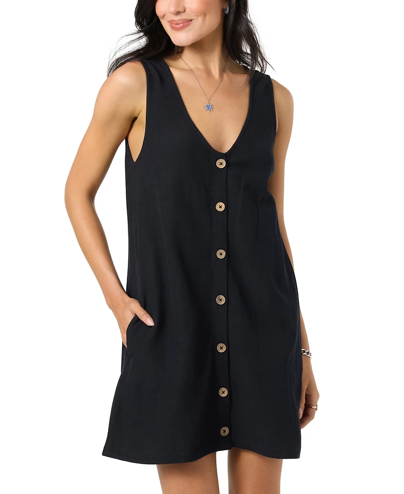 O'Neill Women's Sanders Button-Front Woven Mini Dress