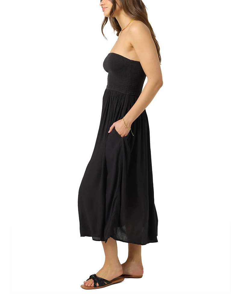 O'Neill Women's Piper Strapless Smocked Midi Dress