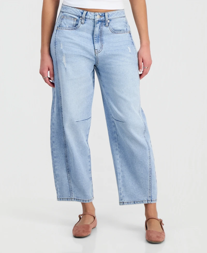 Celebrity Pink Juniors' High Rise Barrel-Leg Jeans