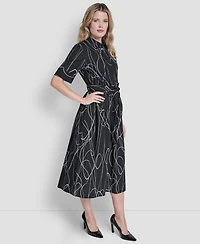 Dkny Women's Collared Midi Shirt Dress