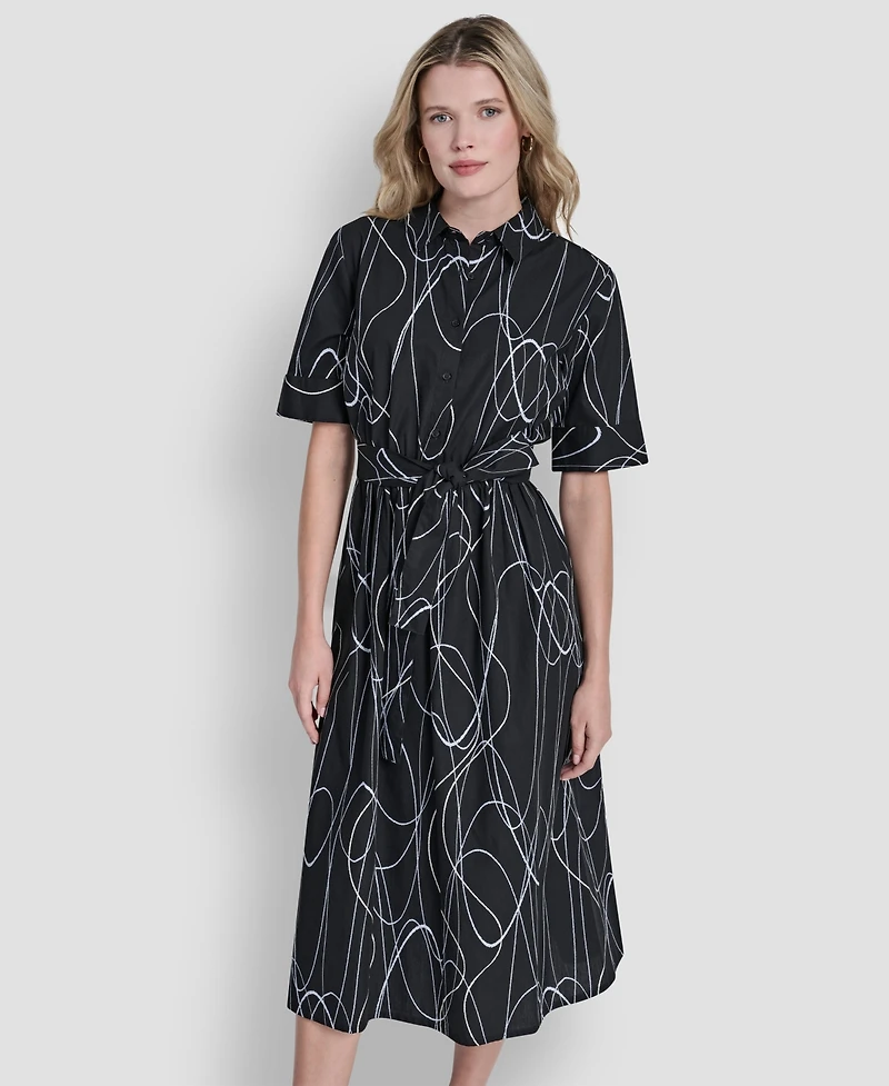 Dkny Women's Collared Midi Shirt Dress