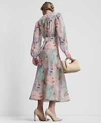 Dkny Women's V-Neck Fit and Flare Long Dress