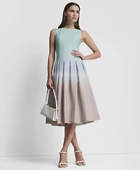 Dkny Womens Sleeveless Pleated Boat Neck Midi Dress