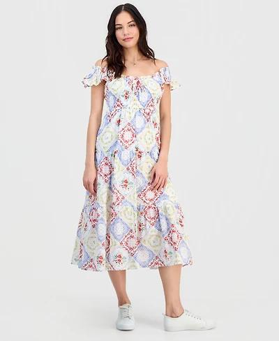 Self Esteem Juniors' Cotton Flutter-Sleeve Midi Dress
