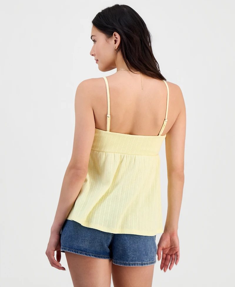 Madden Girl Juniors' Babydoll Pointelle Sleeveless Top