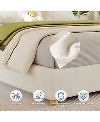 Gaomon Full Cloud Bed Frame - Corduroy Upholstered Low Platform, Solid Wood Legs, No Headboard, Box Spring Needed