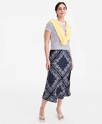 On 34th Women's Printed Midi Slip Skirt, Macy's Exclusive