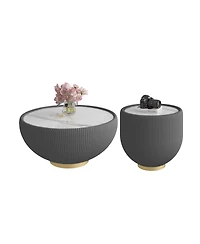 Streamdale Furniture Light Sintered Stone Leather Coffee Table for Living Room Furniture