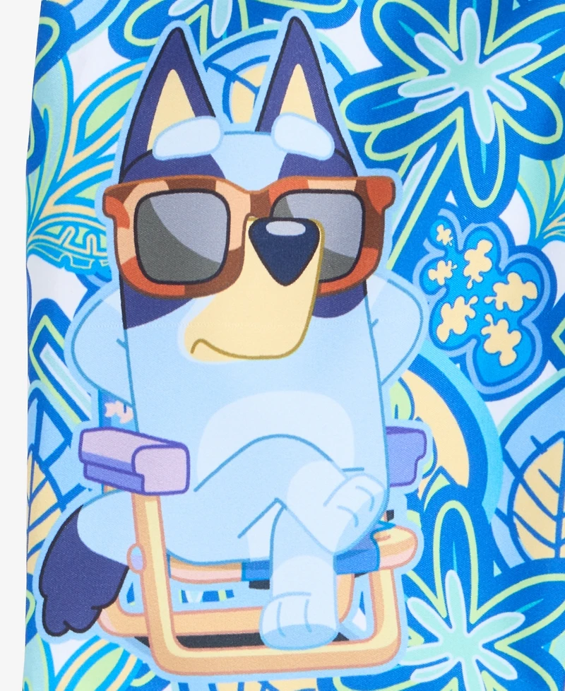 Bluey Toddler Boys' 2T-4T Short-Sleeve Rashguard & Mesh-Lined Swim Trunks, 2-Piece Set