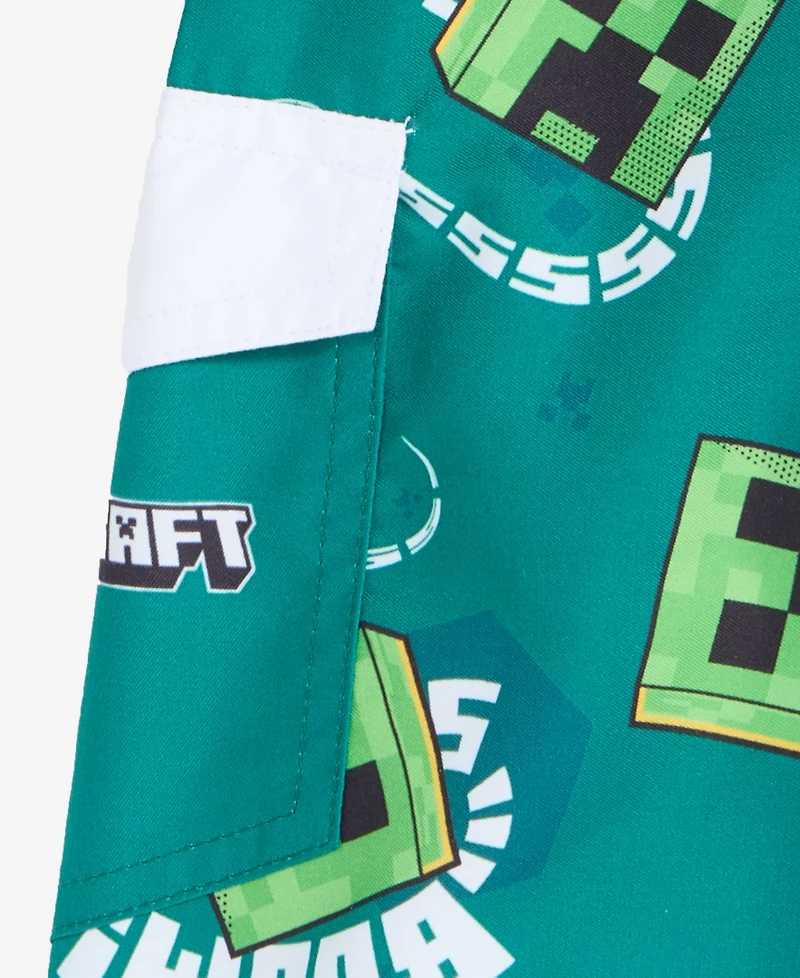 Minecraft Boys' 4-7 Rashguard & Swim Trunks, 2-Piece Set