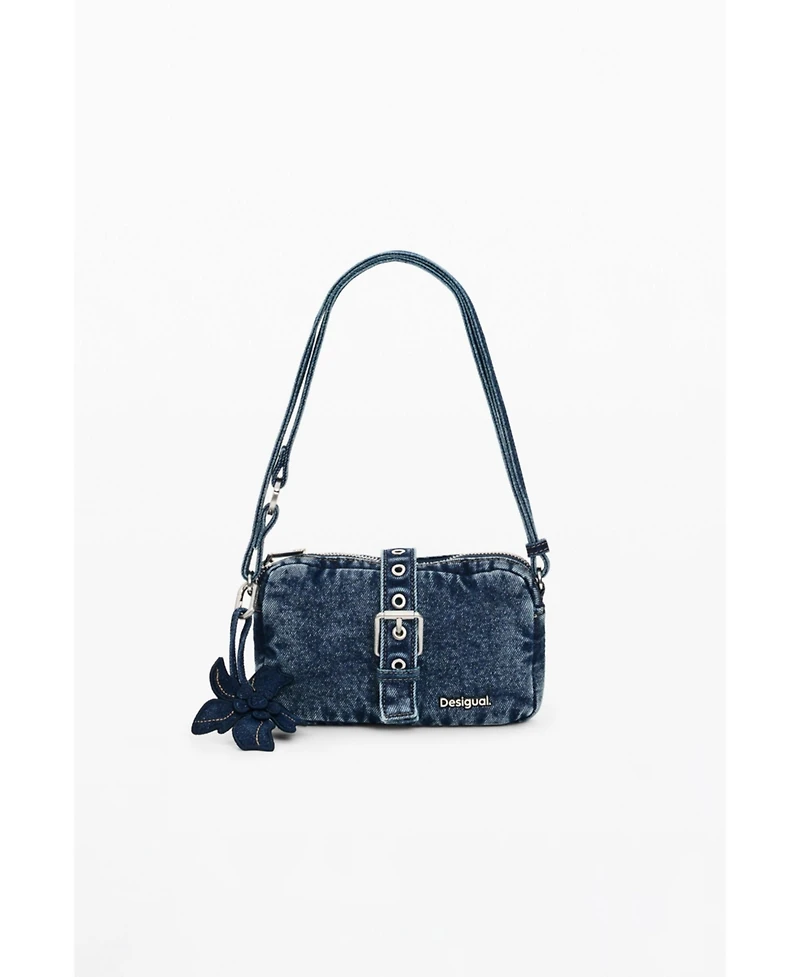 Desigual Women's Small denim crossbody wallet with appliques