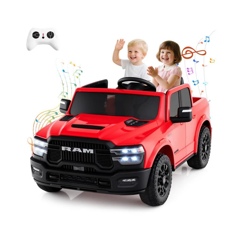 Hongge Two Seater Ride On Truck for Kids with Remote Control Storage Bed and Safety Belts