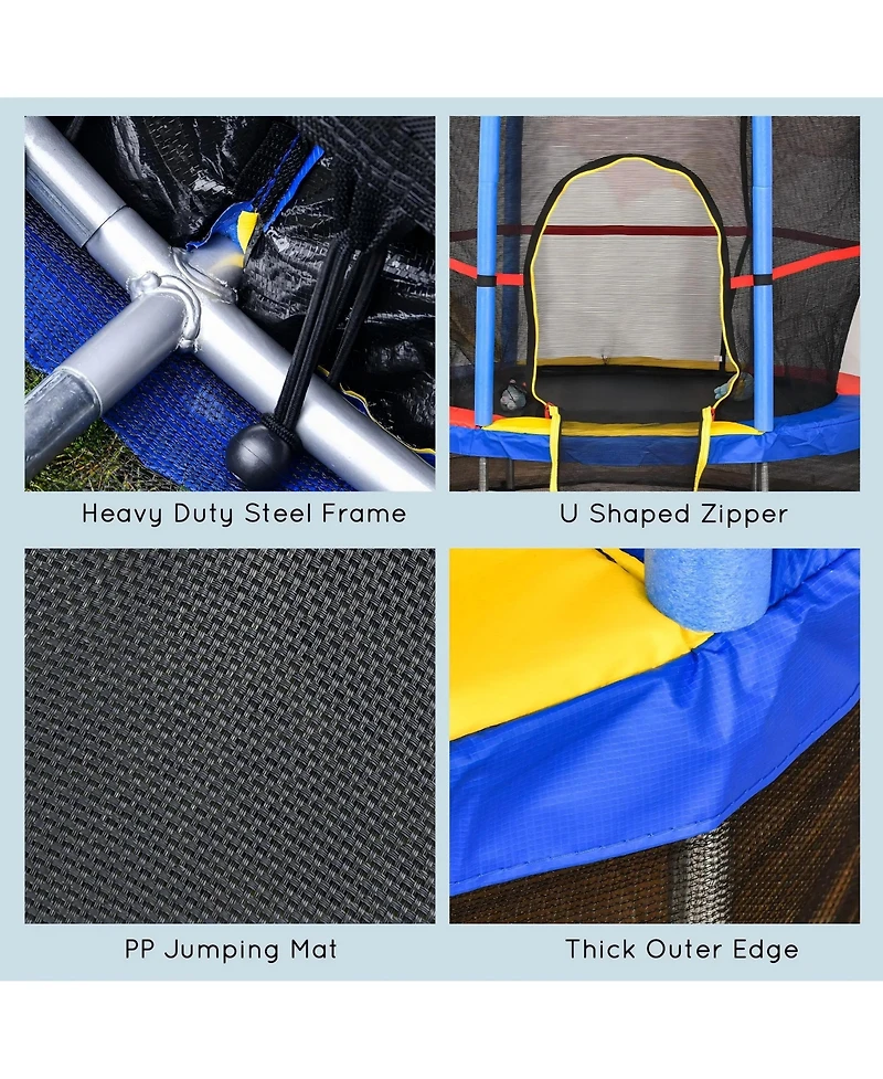 Hongge Kids Indoor Trampoline with Enclosure Springless Bungee Design for Ages Three to Six