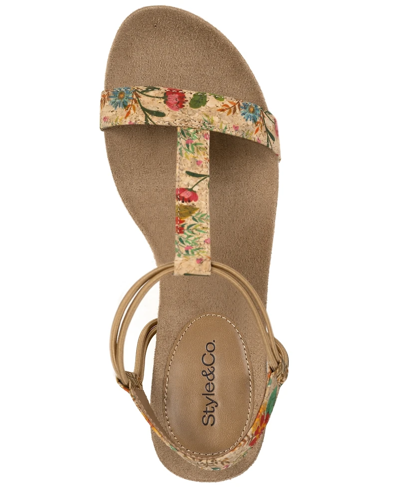Style & Co Women's Mulan Elastic T-Strap Wedge Sandals, Macy's Exclusive