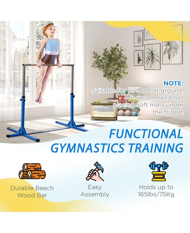 Hongge Kids Adjustable Gymnastics Bar for Home Training Ages 3 and Up