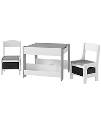 Hongge Kids Table and Chair Set with Reversible Top Storage and Bookshelf for Ages Three to Eight