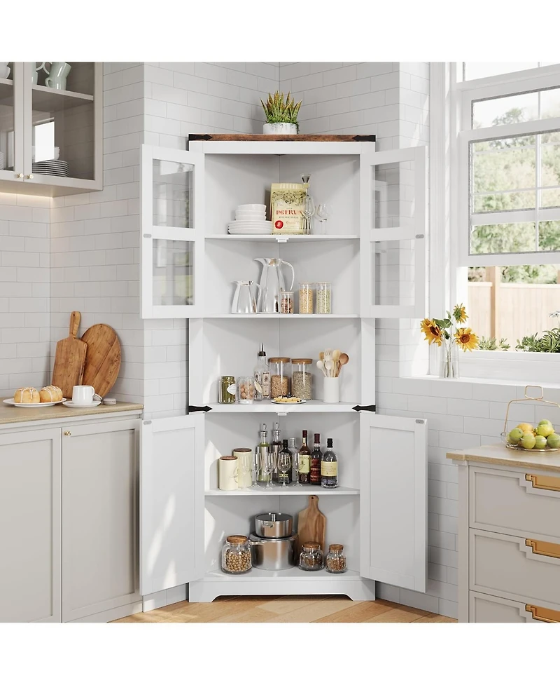 gaomon Tall Corner Cabinet, Farmhouse Storage Kitchen