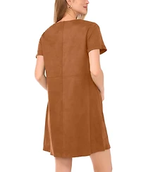 Vince Camuto Women's Faux-Suede Seamed-Panel Shift Mini Dress