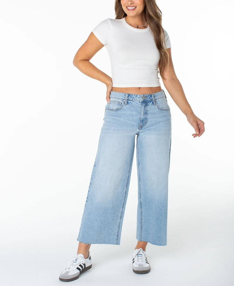 Celebrity Pink Juniors' Raw-Hem Wide-Leg Jeans