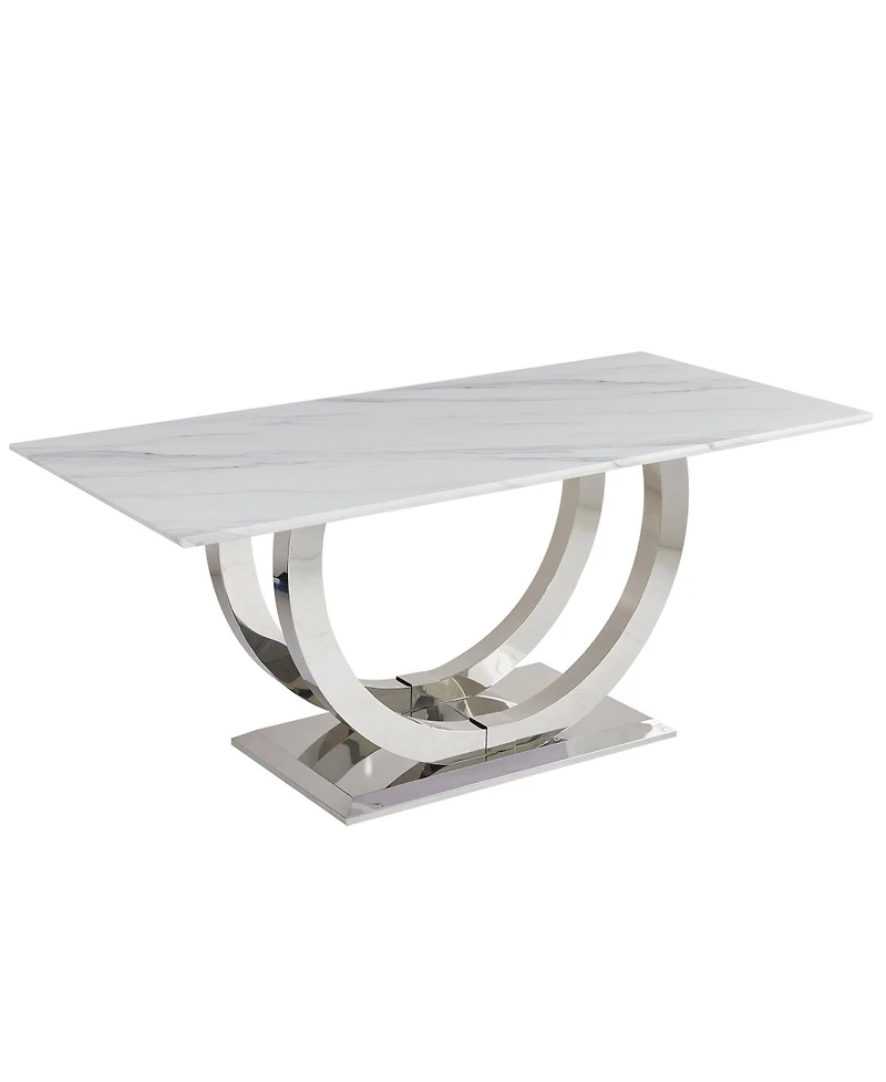 Streamdale Furniture Streamdale 69" Rectangular Dining Table, Modern Simple, Marble & Stainless Steel, Seats 4-6