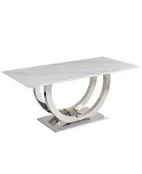Streamdale Furniture Streamdale 69" Rectangular Dining Table, Modern Simple, Marble & Stainless Steel, Seats 4-6