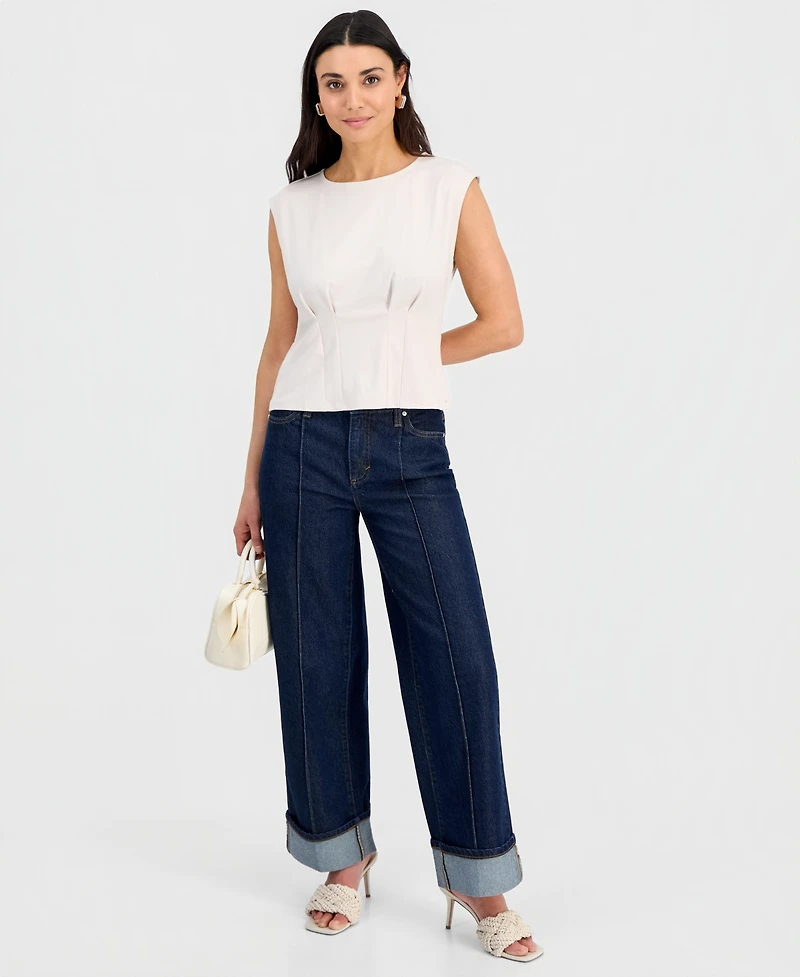 I.n.c. International Concepts Petite Sleeveless Seamed Ponte Top, Macy's Exclusive