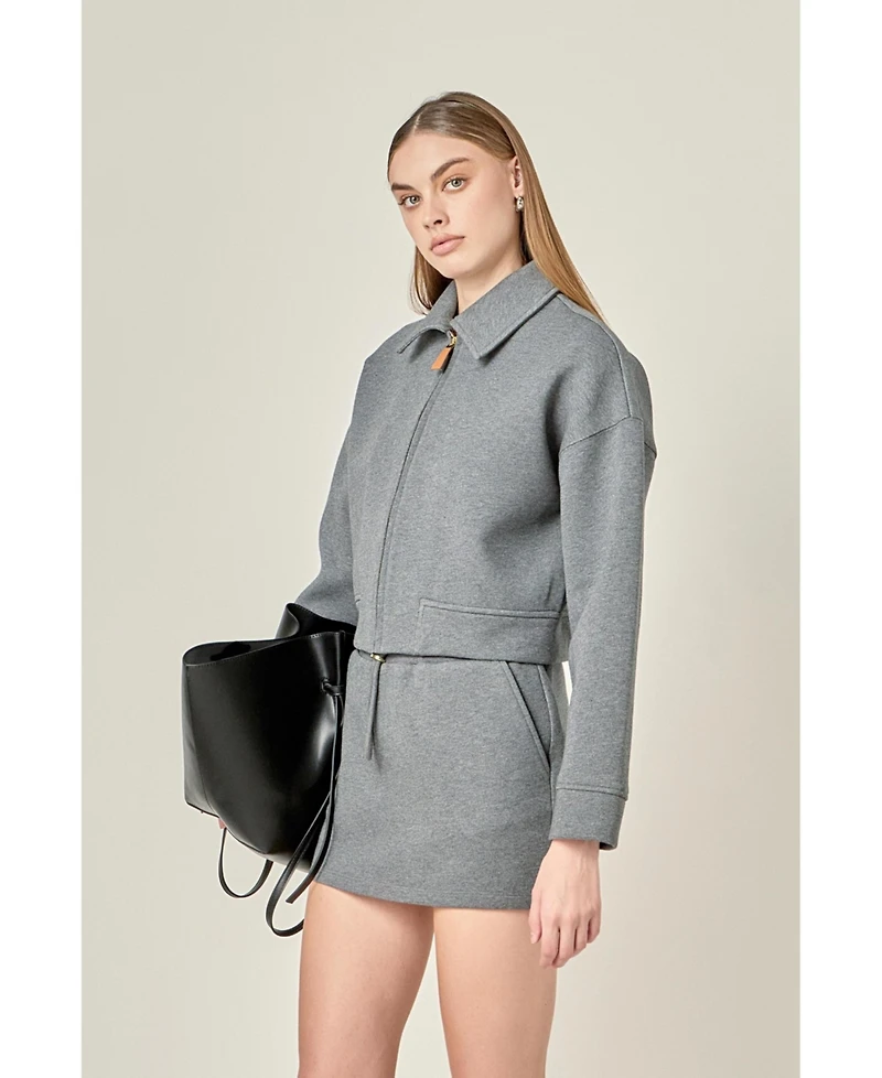 English Factory Women's Polo Zip-Up Sweatshirt