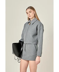 English Factory Women's Polo Zip-Up Sweatshirt