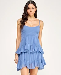 Seni & Cade Juniors' Ruffle Layered Trapeze Scoop Neck Dress