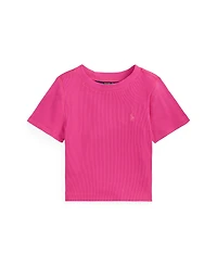 Polo Ralph Lauren Girls' 7-16 Ribbed Crewneck Boxy T-Shirt