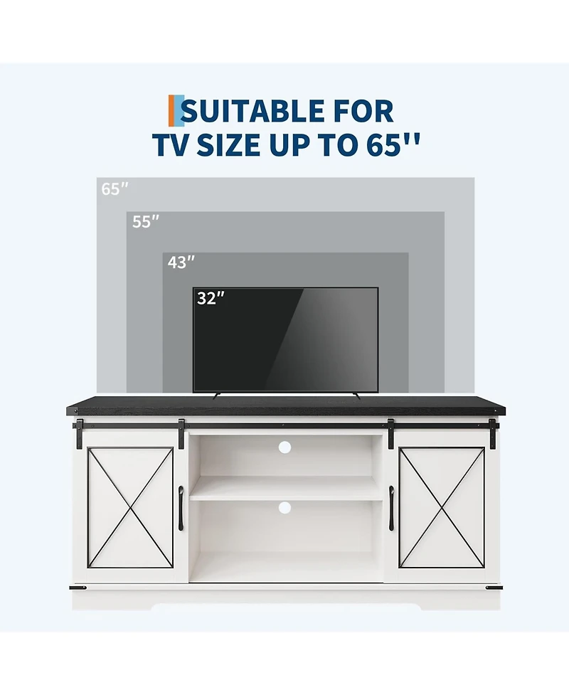 gaomon Farmhouse Tv Stand for up to 65 Inches, Entertainment Center with Sliding Barn Doors and Adjustable Shelf