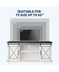 gaomon Farmhouse Tv Stand for up to 65 Inches, Entertainment Center with Sliding Barn Doors and Adjustable Shelf