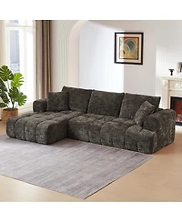 Streamdale Furniture Chenille L-Shape Luxury Sectional Sofa, Minimalist Design, Comfy Sleeper Couch