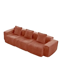 Streamdale Furniture Streamlined Deep Seat Modular 3-Seat Boneless Sofa with French Edge Piping, Red Velvet