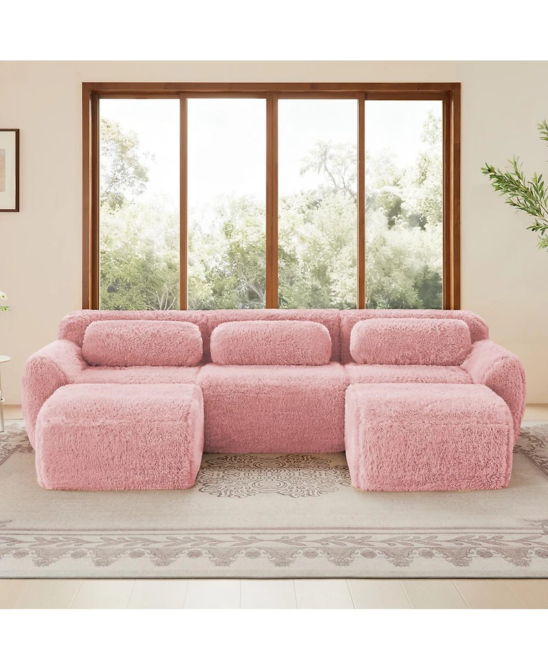Streamdale Furniture U-shaped Boneless Sofa with Chaise, High Density Sponge, Anti-Slip, Deep Seat Design
