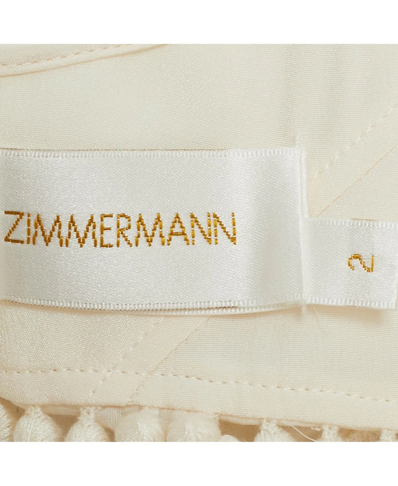 Pre-Owned Zimmermann Women's Off White Cotton Blend Ruffled Off Shoulder Crop Top