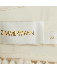 Pre-Owned Zimmermann Women's Off White Cotton Blend Ruffled Off Shoulder Crop Top
