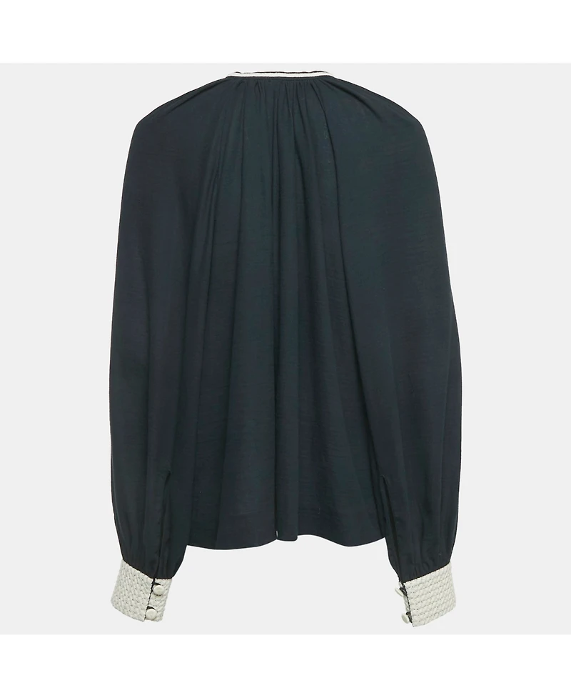 Pre-Owned Hermes Women's Pre-Owned Hermès Black Cotton & Lace Detail Top